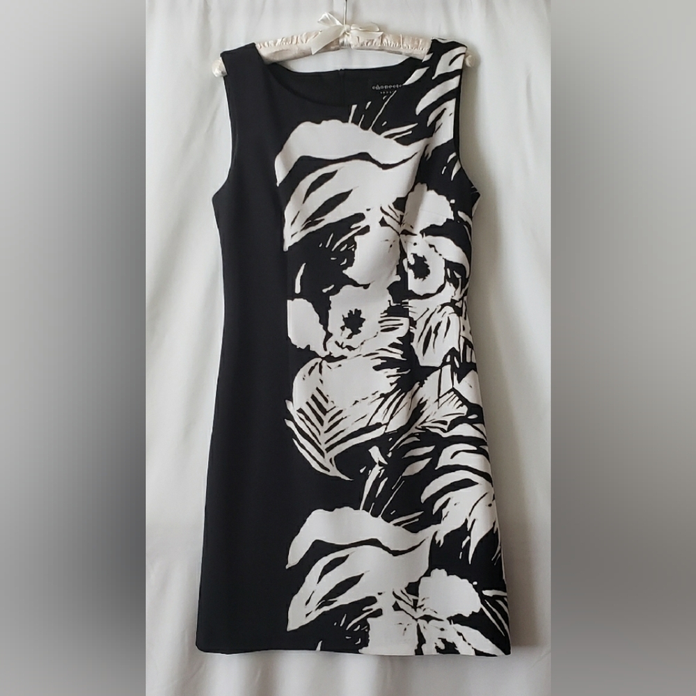 Black and White Floral Sheath Dress